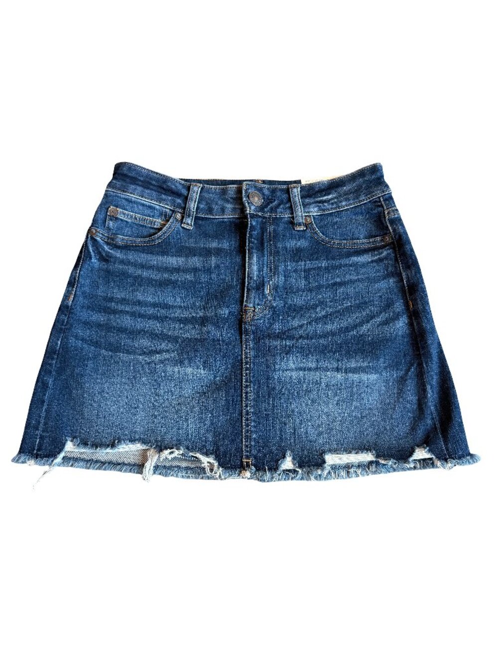 American Eagle Hi-Rise Mini Dark Wash Mini Skirt Distressed Size 4 Women's NWT